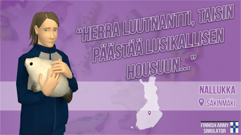 Finnish Army Simulator: Nallukka, Säkinmäki, sotilas, smurffiasu, kuutti, norppa, Suomen armeija