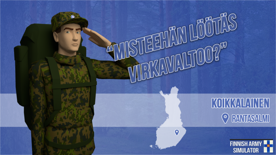 Finnish Army Simulator: Koikkalainen, Rantasalmi, sotilas, sotamies, maastopuku, Suomen armeija, intti
