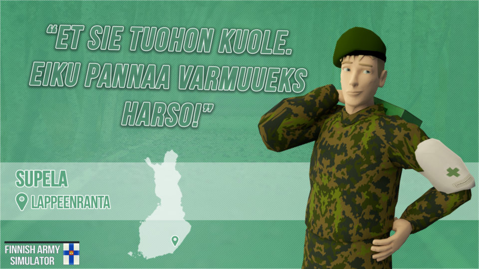 Finnish Army Simulator: Supela, Lappeenranta, sotilas, lääkintämies, Suomen armeija, intti